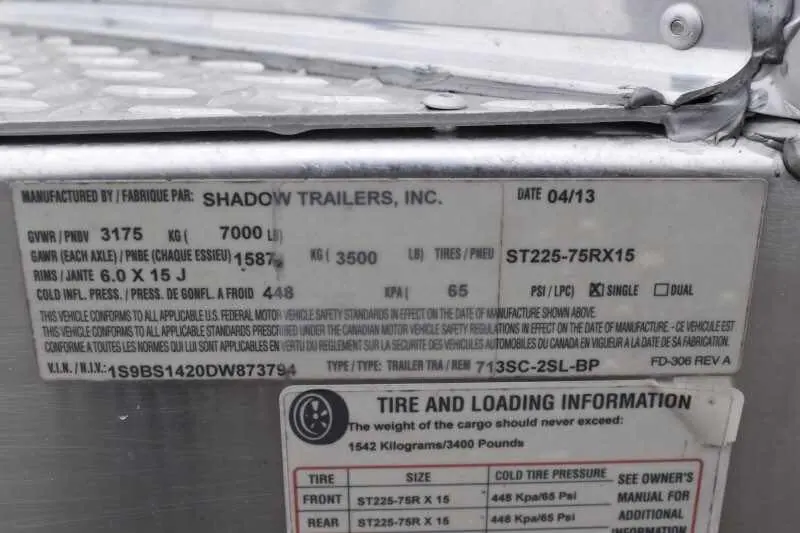 2013 Shadow 2HSL 2 Horse Trailer